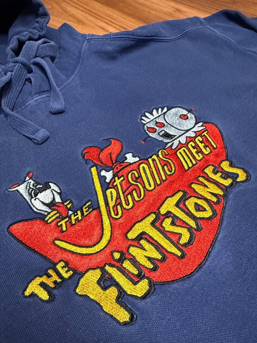 Vintage The Jetsons Meet the Flintstones Embroidered Hoodie Sweater Sweatshirt